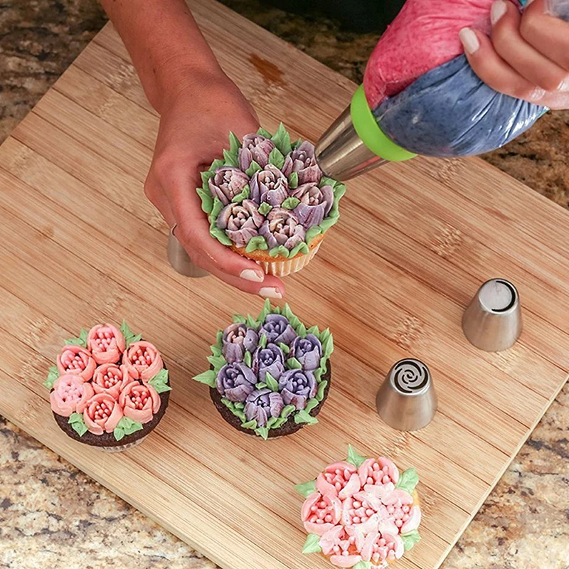 

MEEOW 3pcs/set Bakeware Set Nozzle Cupcake Decor Cute Russia Nozzles Piping Tips Tulip Decorating Colorful Flowers