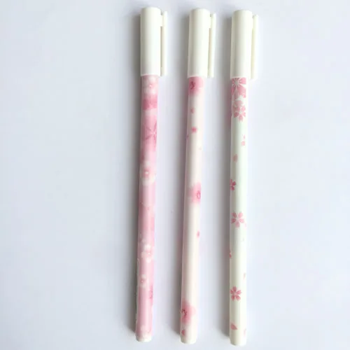 3X каваи Сакура зеленый лист гелевая ручка в виде фламинго школьные офисные принадлежности для студентов канцелярские принадлежности черные чернила 0,5 мм - Цвет: 3pcs Sakura
