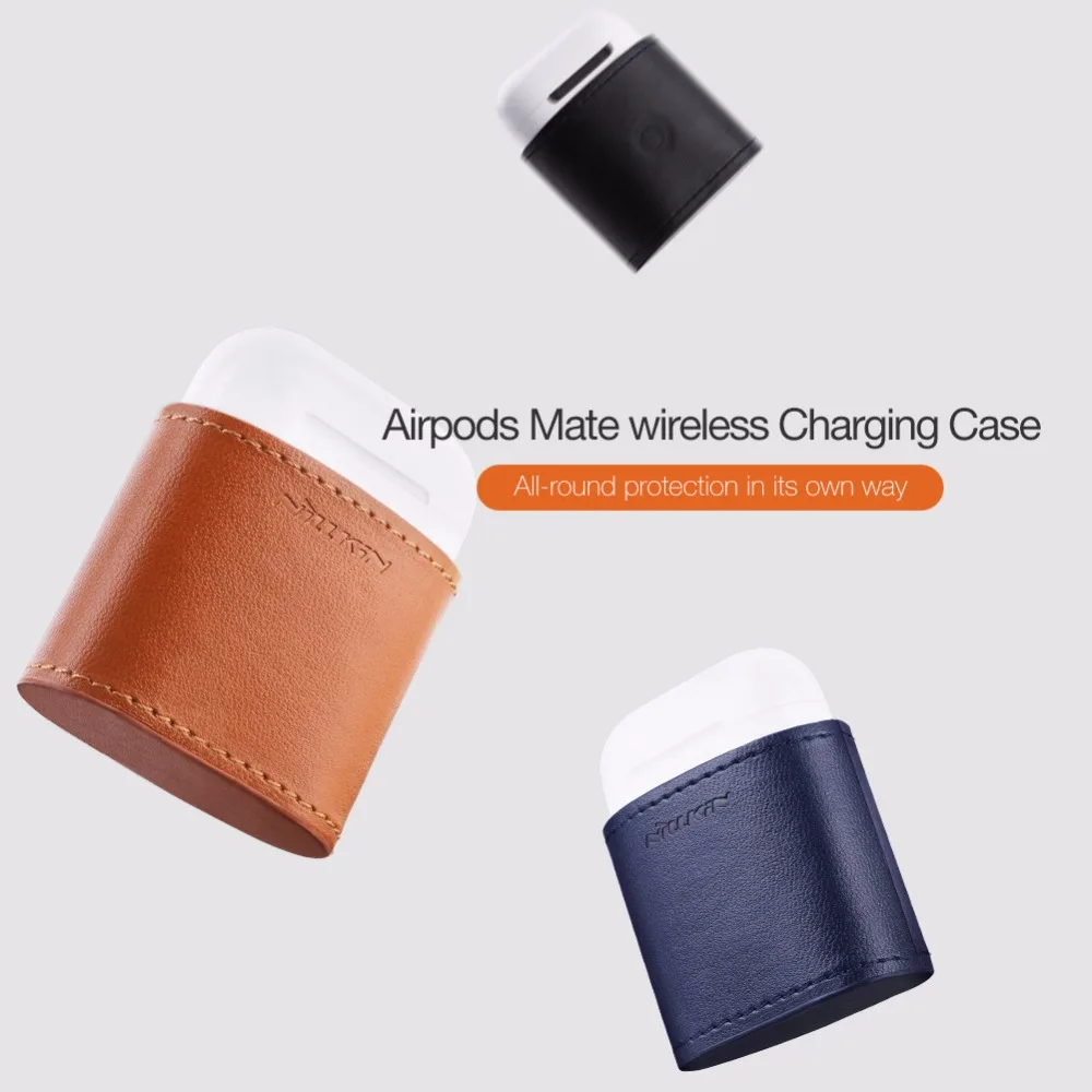 

wireless charging receiver case For AirPods box NILLKIN Leather cover bag for apple iphone AirPods earphone