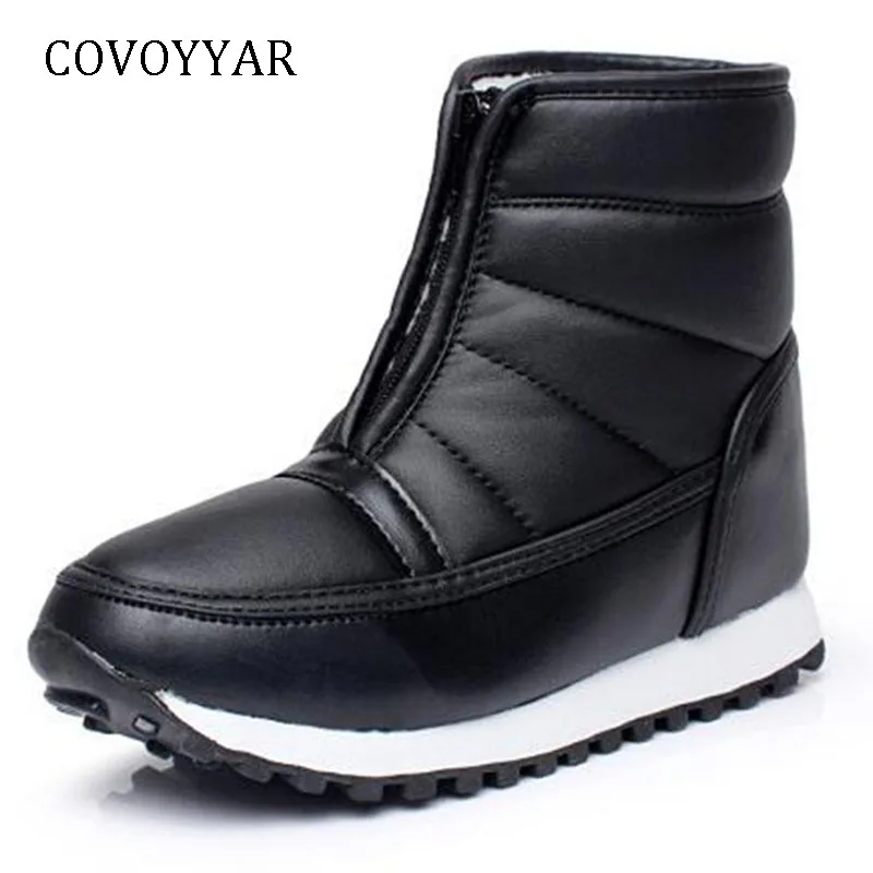 

COVOYYAR Fur Padded Women Boots 2019 Cold Weather Waterproof Warm Ankle Snow Boots Front Zip Anti-slip Casual Shoes WBS987