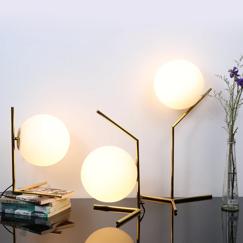 Bedroom Table Lamp Reading Light Living Room Decoration Table Light Nordic style Iron Plating Milk White Glass Lampshade E27 Bedroom Table Lamp Reading Light Living Room Decoration Table Light Nordic style Iron Plating Milk White Glass Lampshade E27