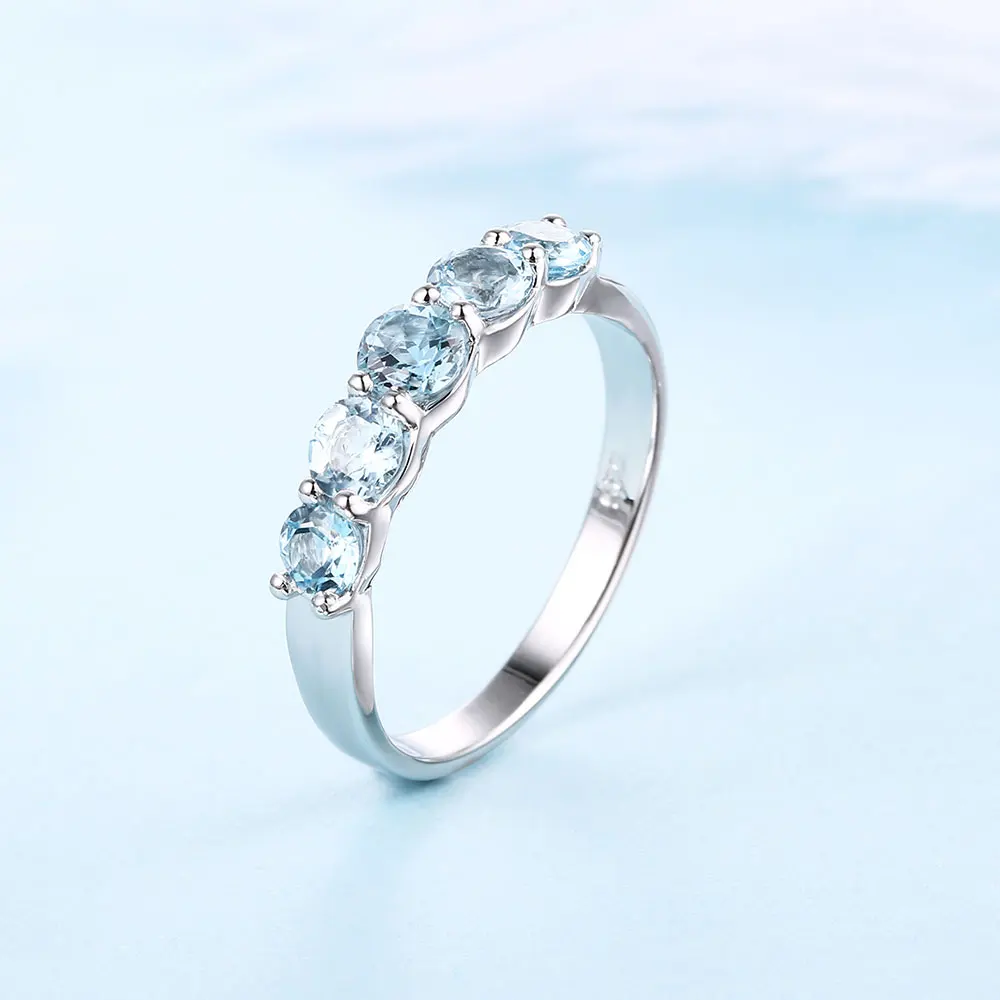 Дважды R 1.16ct Природный Голубой топаз gemstone 925 стерлингов Серебряные кольца кольцо