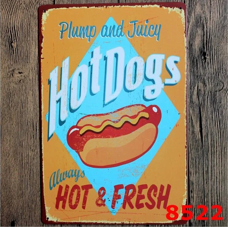 

8x12 Inch Vintage Retro Wall Decor Tin Signs,Hotdogs Decorative Metal Sign for Home,Pub,Cafe and Hotel