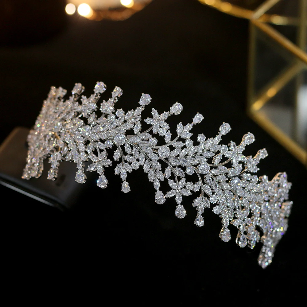 Luxury fashion wedding zircon ladies bridal hair tiara bridal crown princess crown accessories