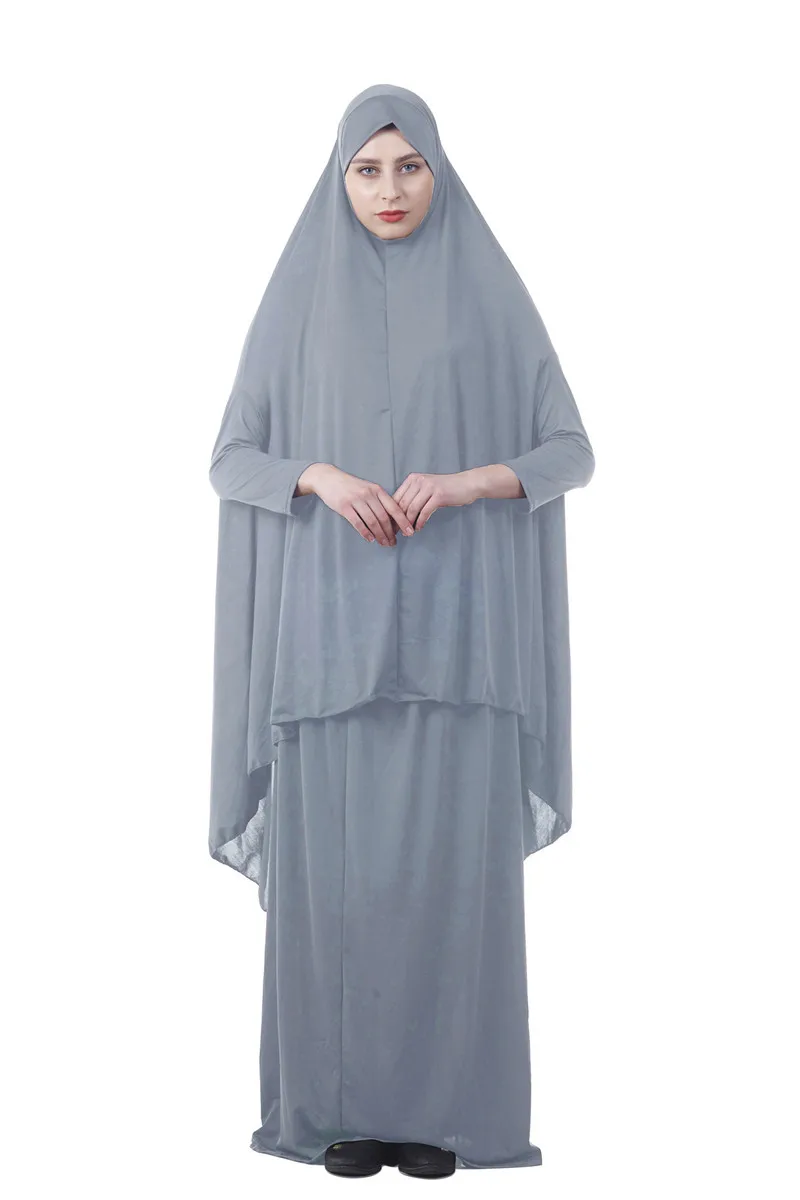Мусульманская женская молитвенная одежда, длинный хиджаб, платье, топы и юбки, 2 предмета, Молитвенное платье, 14 цветов, M-XXL, 125 - Цвет: Picture 7