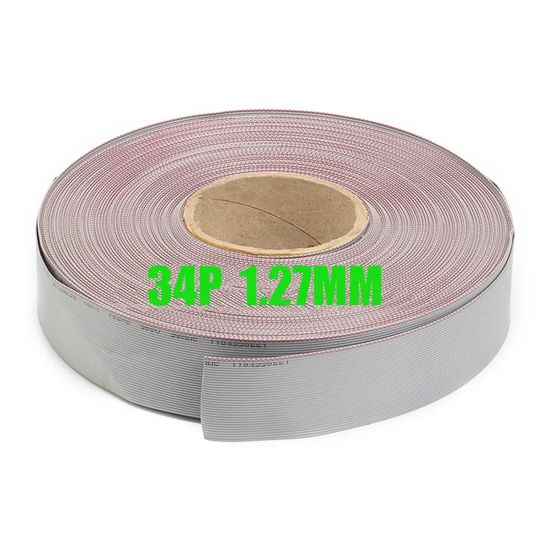 Free shipping 10M high quality 34pin Insulated flat Grey ribbon cable 34P ribbon cable 1.27MM