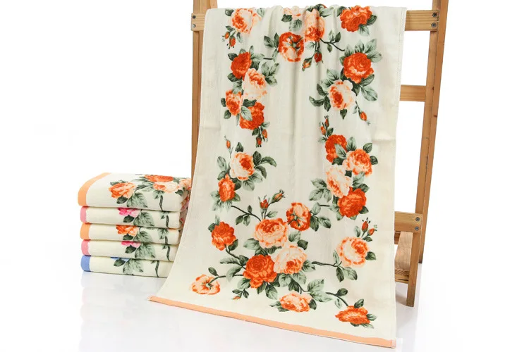 Günstige 75*140 cm Floral Muster Baumwolle Bad Handtücher für Erwachsene, Strand Frottier Handtücher Bad, blume Bad Handtuch, Serviette de Bain
