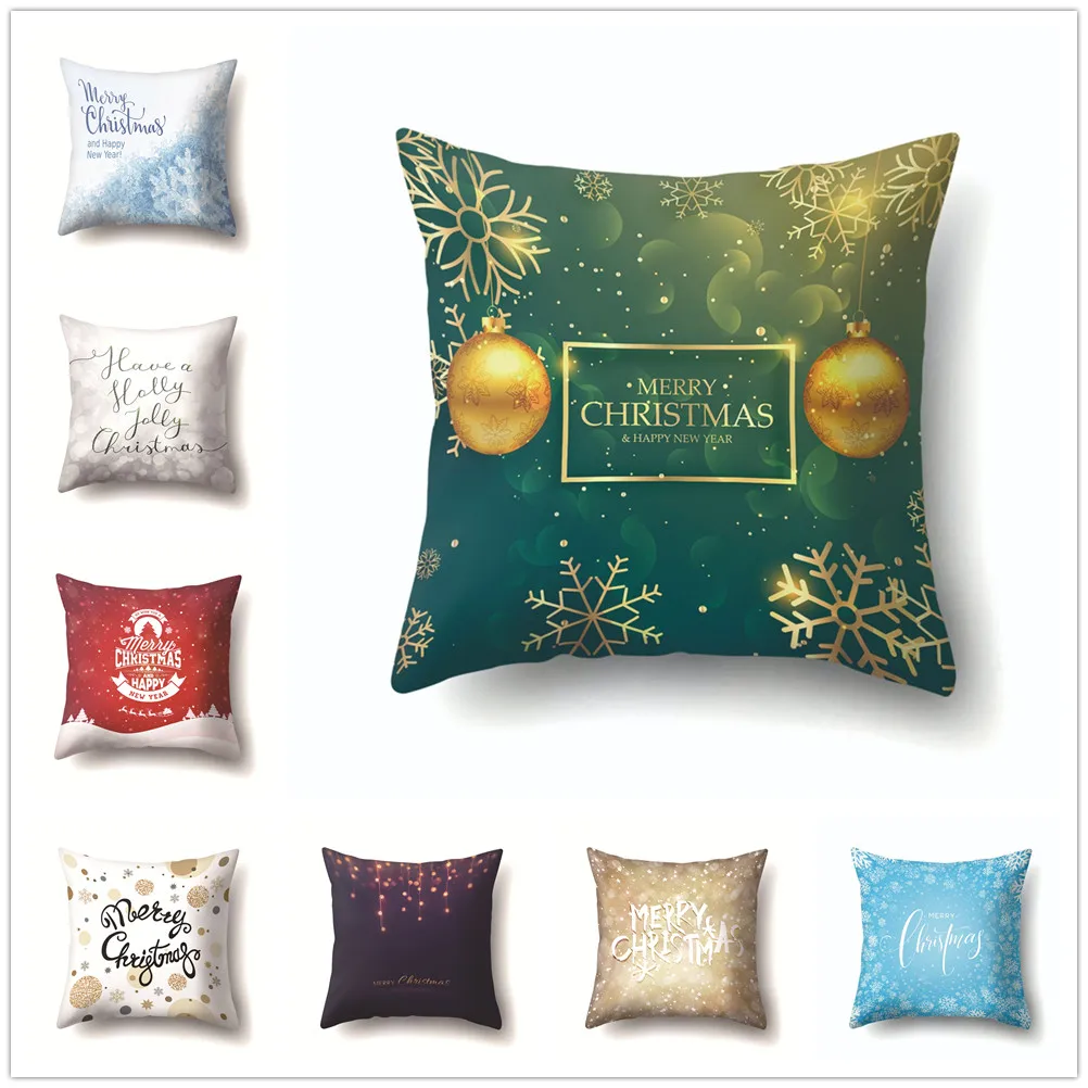 

Merry Christmas Cushion Cover Snow Deer Pattern Polyester Decorative Pillow Case for Sofa Bed Living Room Sweet Home Decor 45x45