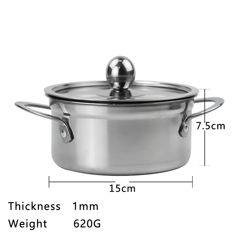 Cooking pots and pans stainless steel cookware hotpot soup pans noodles milk pots suitable for home and restaurant - Color: 15cm