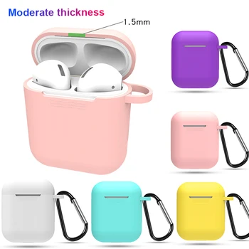 

1PCS Silicone TPU Bluetooth Wired Earphone Case Protective Cover Skin Accessories for Apple Airpods Wired Charging Box with Hook
