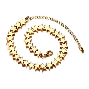 

Fashion Luxury Stainless Steel Rose Gold Color Love Star Round Coin collarbone Chains Choker Necklaces Women Party Gift