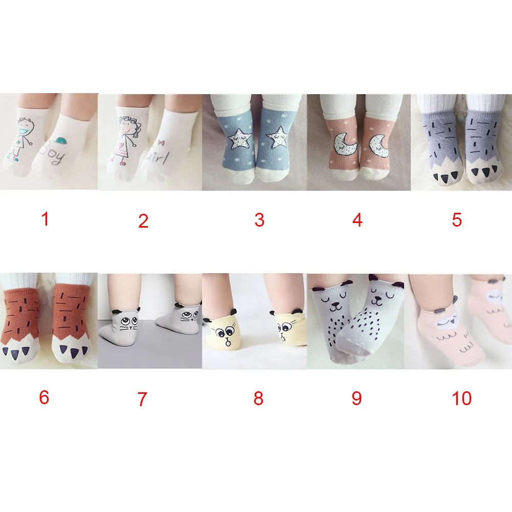Нескользящие хлопковые носки для малышей; Милые Асимметричные Носки с рисунком для малышей; сезон весна-осень-зима