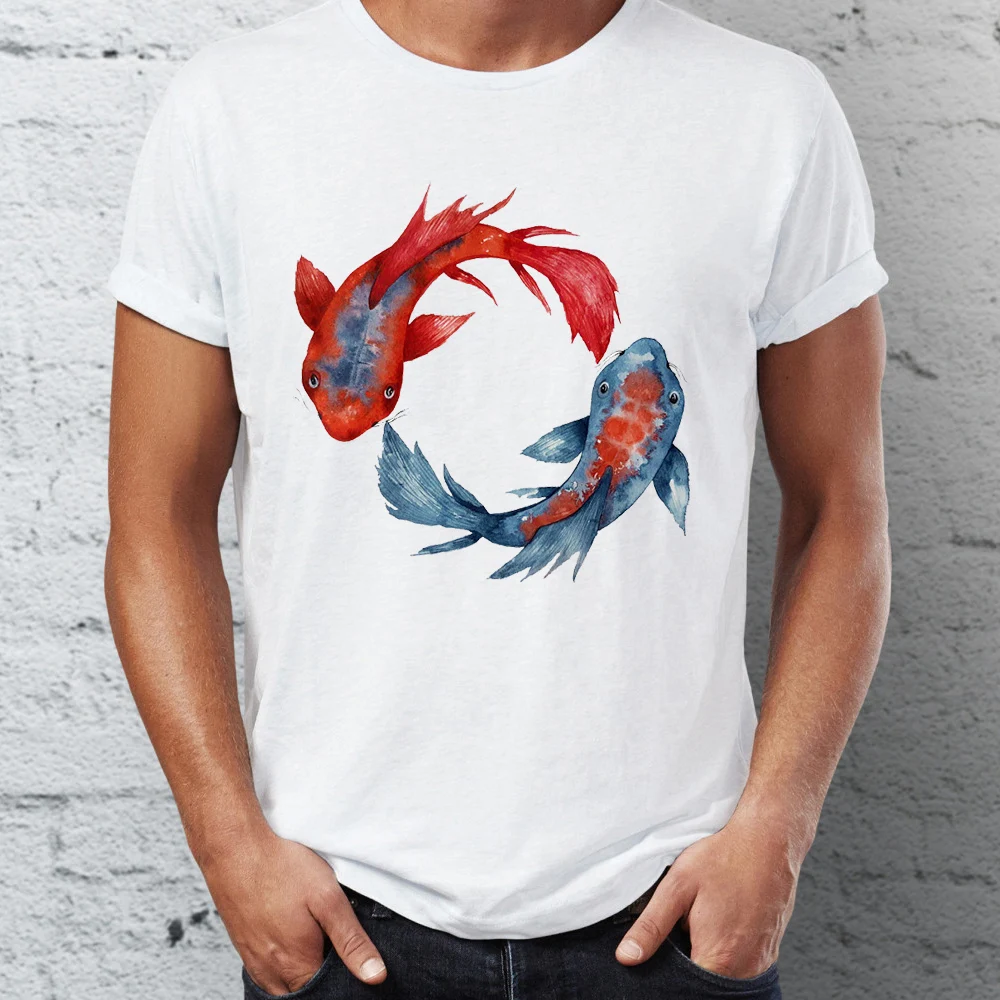 Men's T Shirt Yin Yang Koi Fish Awesome Artsy Teein T