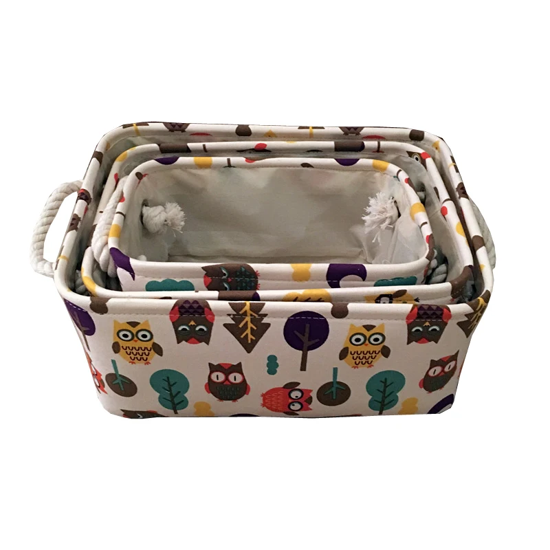 

Owl Thicken Linen Canvas Cosmetic Storage Box Desktop Basket Key Toys Clothing Socks Articles Organizer Sundries Container