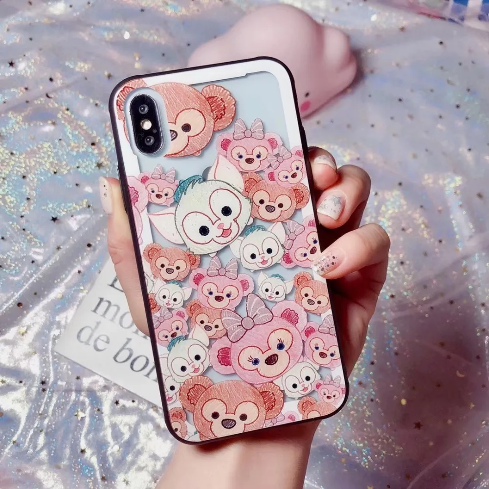 

Disneys Cute Toy Story Bear Duffy Cartoon Phone Case For iphone 7plus 8plus X XR XS MAX Cases Glass Full package Mobile