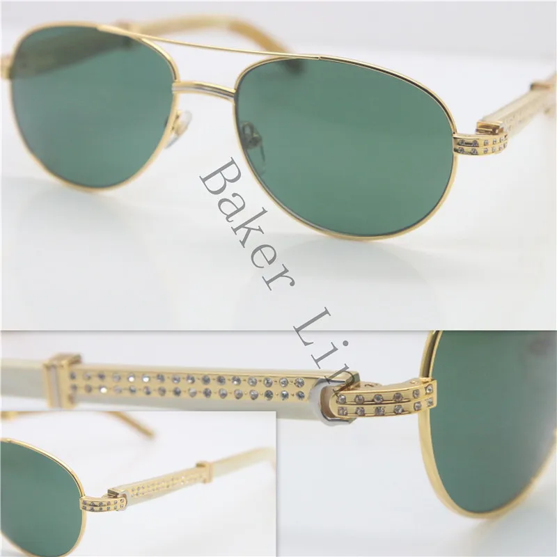 Cartier Diamond 569 White Genuine horn Sunglasses