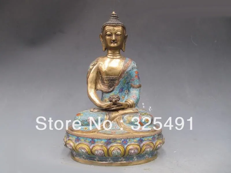 

12 INCH Tibet 100% Bronze cloisonne Amitayus Sakyamuni With Bowl Buddha Statue z
