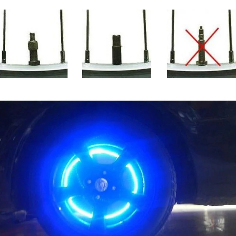 

LED Bulbs Tubes LED Tyre Wheel Valve Cap Light 5 Colors Bike light For Bicycle Motorbicycle Wheel With Button Batteries