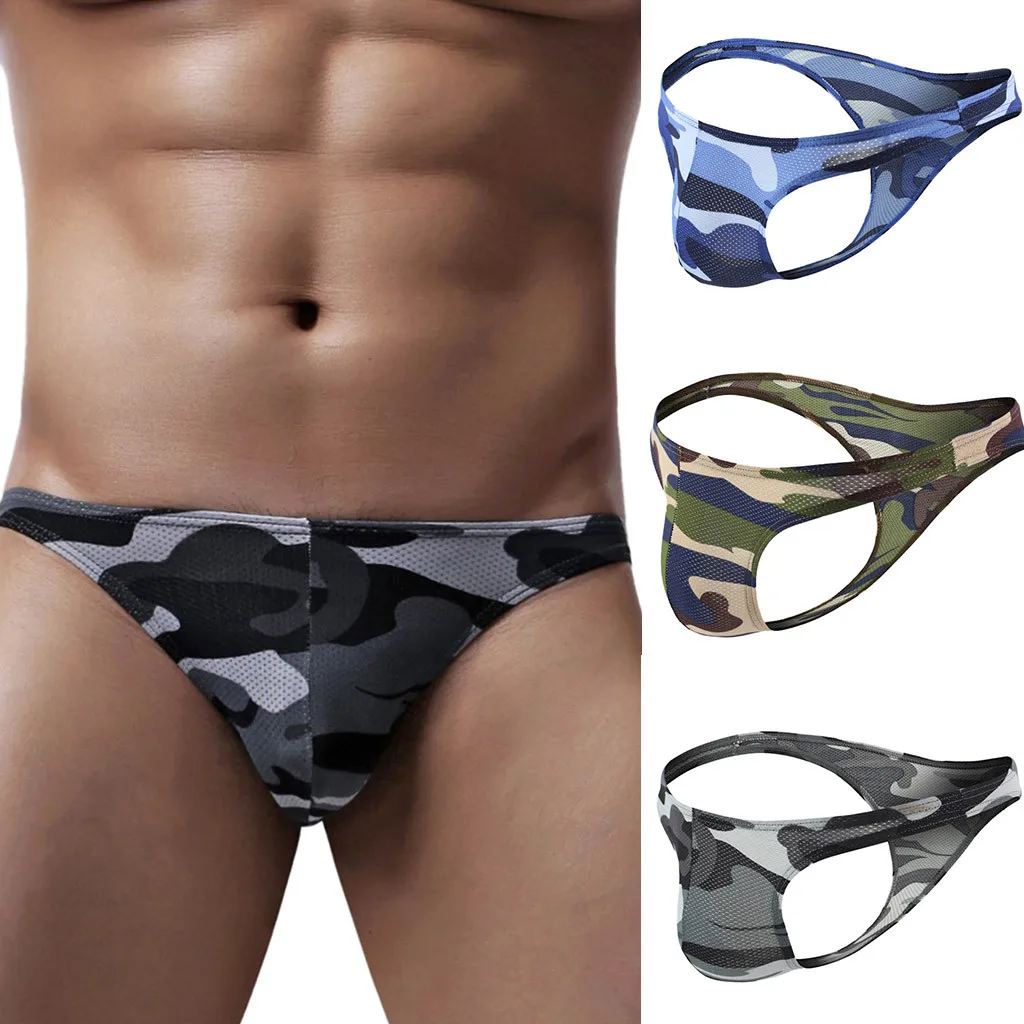 

Men Underwear Sexy Camouflage See Through Shorts male underwear Hot Lip Print low waist fancy Underpants gay underwear briefs