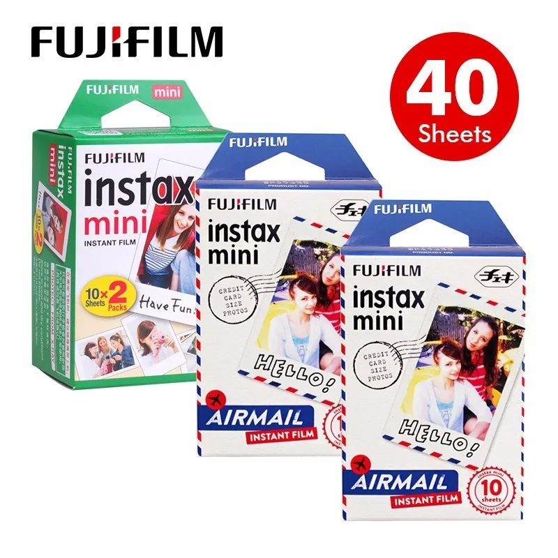 40 листов Fujifilm Instax Mini 8 фильмов белый край 3 дюймов для Фотоаппарат моментальной печати 7 9 25 50 s 70 90 SP-1 SP-2 photo paper - Цвет: White20airmail20