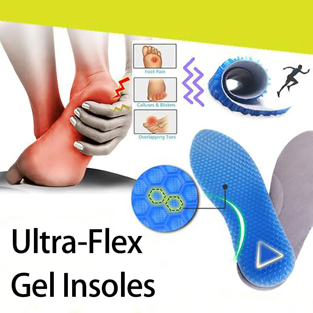 

Insoles pad Ultra-Flex Gel Insoles Comfort Cuttable Shoe Insoles Shock Absorption Anti Odor Foot Care Drop Shipping