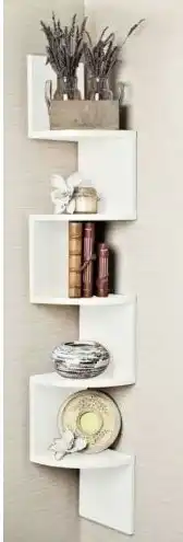 Wall Corner Books Shelves Wood Shelf Room Organizer Home