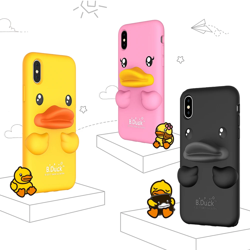 

B.DUCK Silicon Phone Case for iPhone X Soft TPU Cover Full Protection Cartoon 3D Case Yellow Duck Back Cover Cute Animal