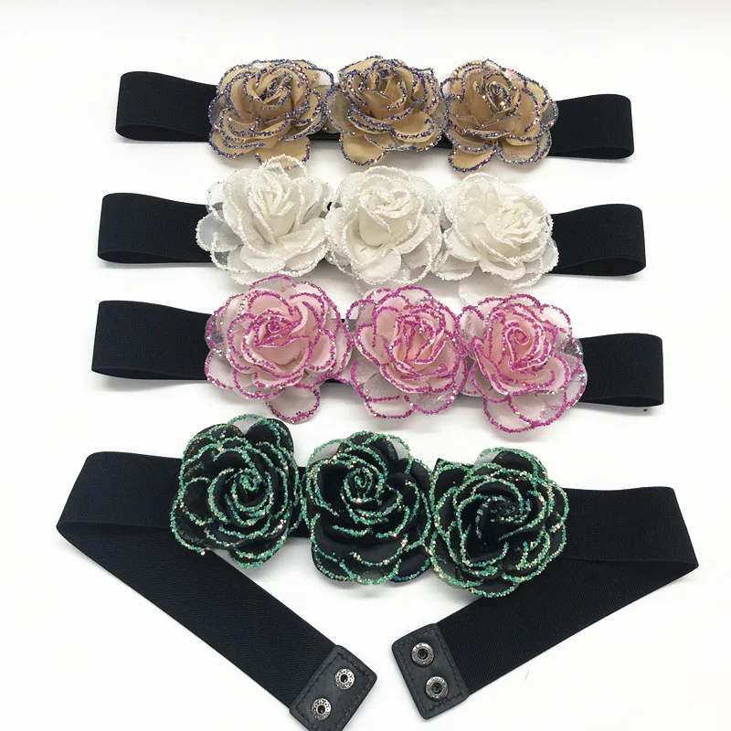

2018 Handmade High Elastic Waist Belts For Women Korean Fashion Floppy Flower Waist Band Belts European Ladies Cummerbund Belts
