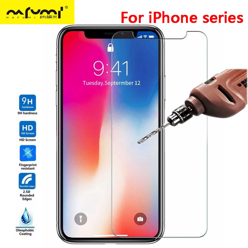 Tempered Glass For iphone X XS Max XR 6 6s 7 8 plus 5s 10 9H HD Screen Protector protective on Plus 5 glass | Мобильные телефоны и