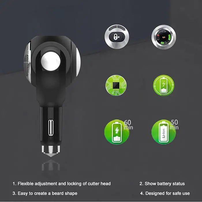 4 в 1 USB Автомобильное зарядное устройство для лица Eletrico Masculino мужские электробритвы черный 2.1A адаптер Автомобильное зарядное устройство молоток безопасности автозапчасти