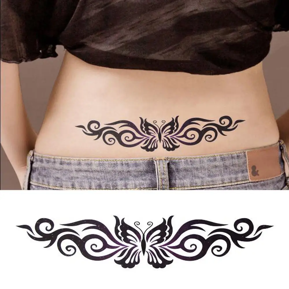 

2019 Fashion Sexy Beautiful Black Butterfly Waist Waterproof Temporary Tattoo Sticker New