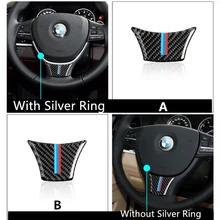 De Fibra De carbono Del Volante Del Coche Pegatina M raya Pegatinas Emblema para BMW F10 F11 F07 Serie 5 530 523 525 520 535 i 528 d Xdrive