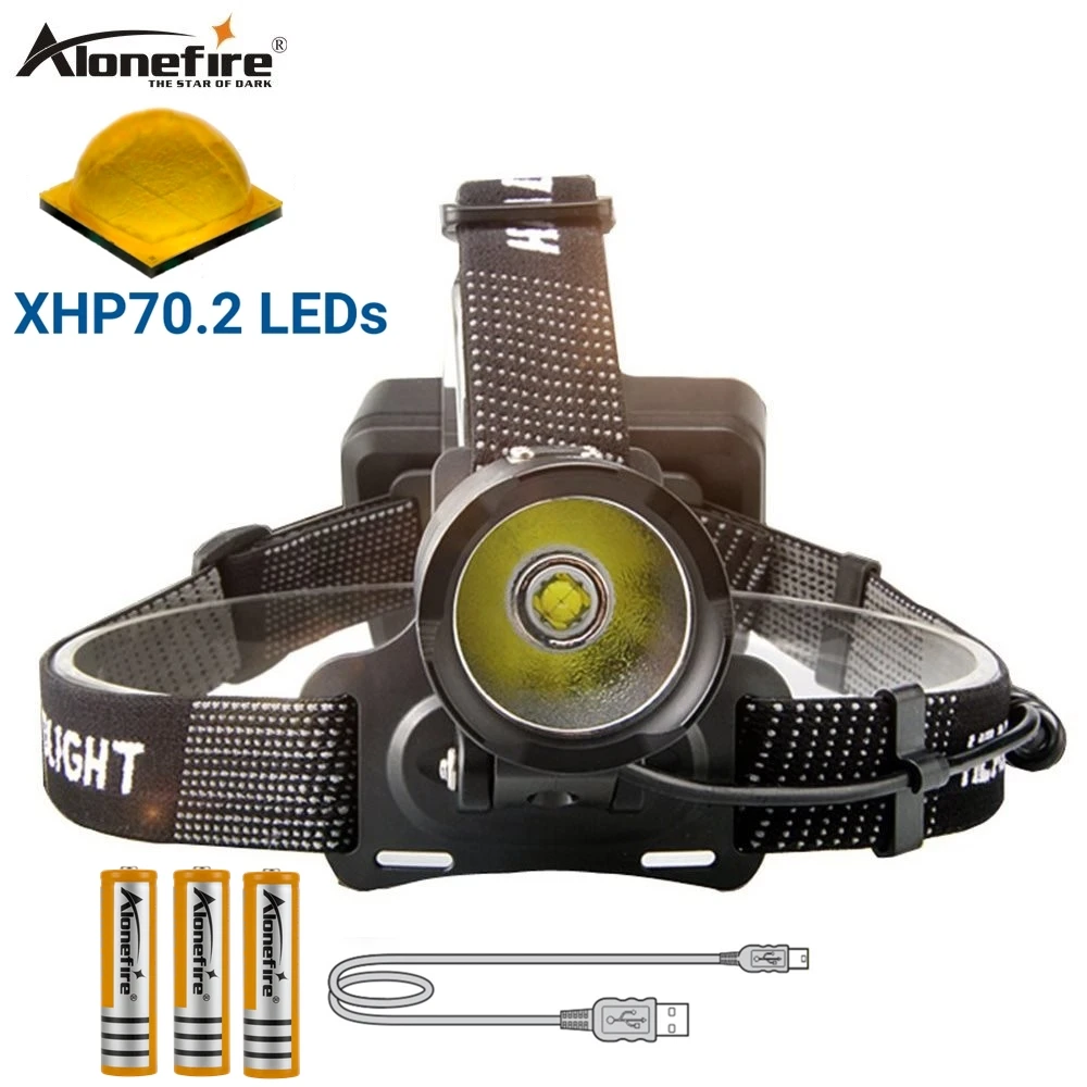 Alonefire HP38 Xlamp XHP70.2 50000LM светодиодный налобный фонарь высокомощный светодиодный налобный фонарь 18650 водонепроницаемый фонарик