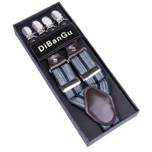 Кожаная и эластичная тканая лента из сплава, 6 клипов, мужские винтажные повседневные подтяжки, коммерческие брюки в западном стиле, мужские подтяжки JZ-02