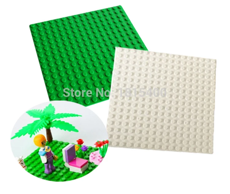 

Plastic Bricks Parts Model Building Set Toys Compatible With Lego & Major Brands 16x16 Dots Base DIY Toys Kid Green & White 2pcs