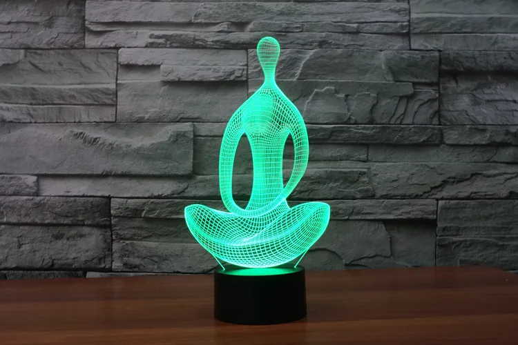 3d meditatie mood Lamp Night Light Yoga 3D LED Nachtlampje Acryl Kleurrijke  Gradient nachtkastje luminarias Sfeer slaapkamer Lamp - AliExpress