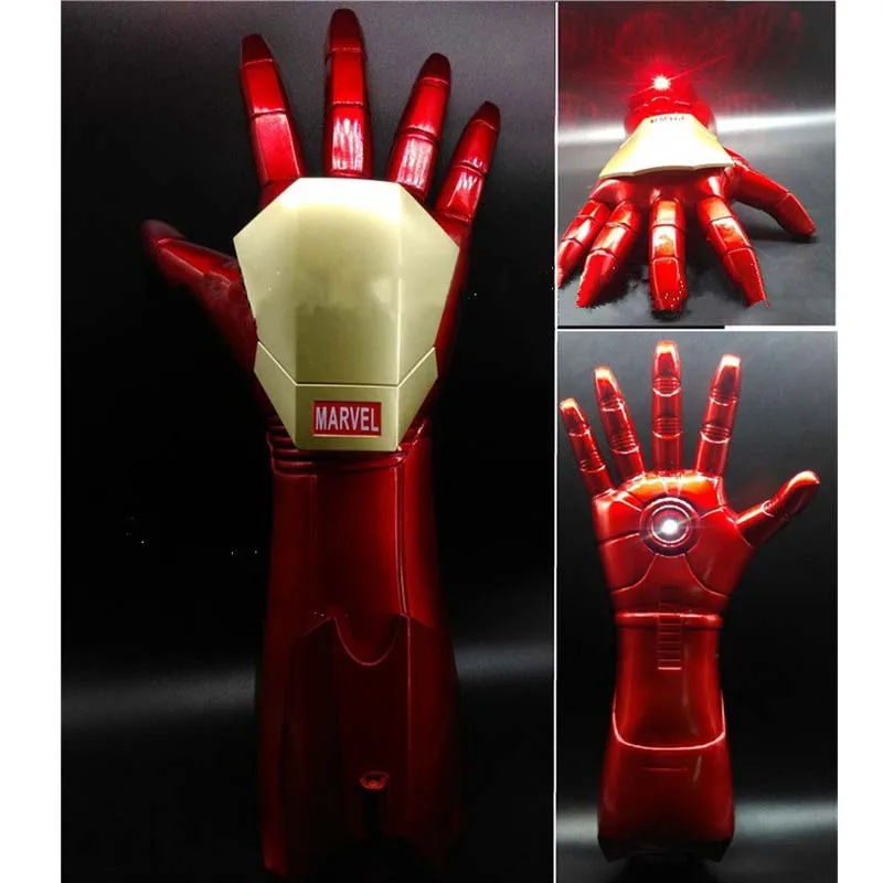 

1/1 Iron Man Arm Glove Cosplay Costume Iron Man Gloves with LED Light Infrared Bullet Ironman Figure Action Toy for Adult Gloves
