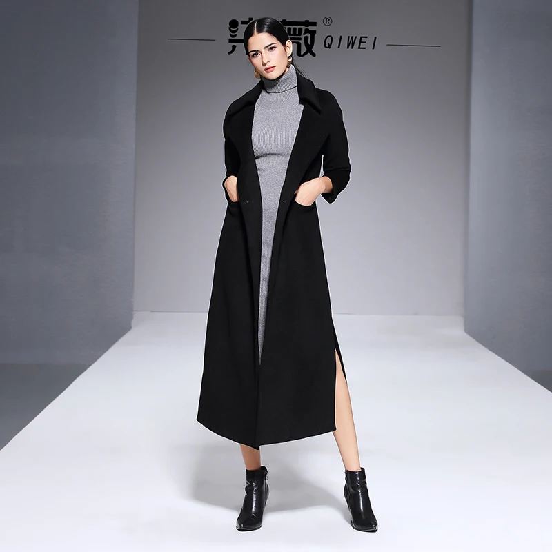 woolen overcoat women's new autumn and winter super long overcoat women