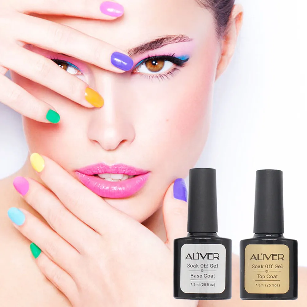 

NEW Beauty 2 Pcs Top Coat + Base Coat Uv Diamond Nail Gel Polish Primer Nail Art gel polish HOT SALE
