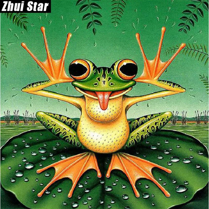 

Zhui Star Full Square Drill 5D DIY Diamond Painting "Cartoon frog" 3D Embroidery Cross Stitch Mosaic Set Home Decor Gift VIP