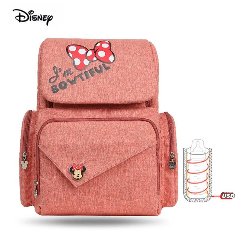  Disney Mommy Backpack Mickey Minnie Cartoon Comfort Baby Bottle Pack Large Capacity Bag Baby Car Ba