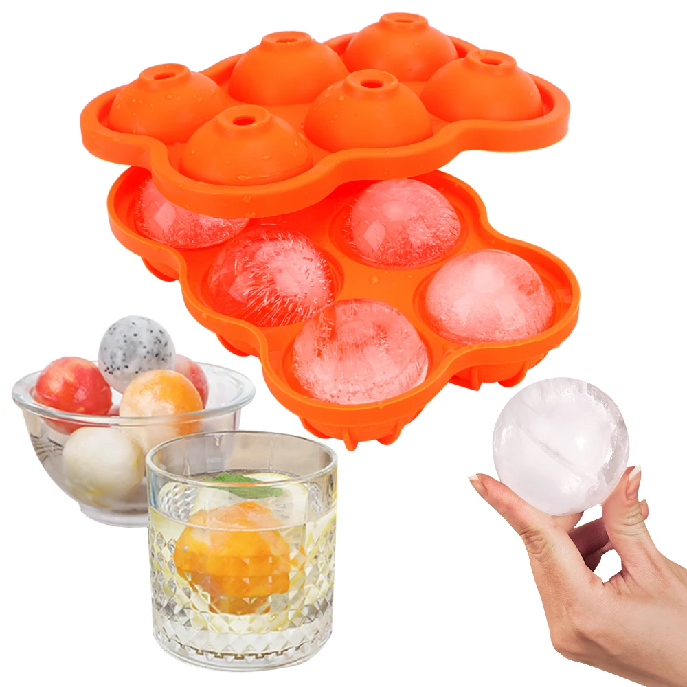 

Large Ice Cube Maker Silicone Mold 6 Cell Big Sphere Ice Ball Ice Cube Tray Whiskey Wine Cocktail Party Bar Accessories