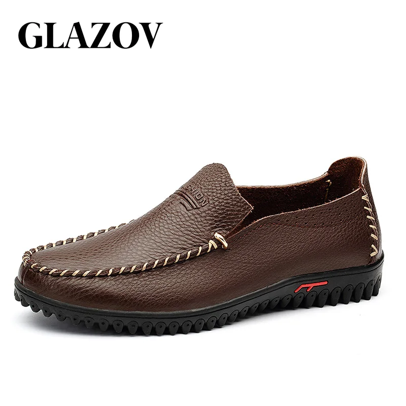 GLAZOV Brand 35-47 Big Size Handmade Leather Men Shoes Autumn Slip on Comfort Driving Loafers Flat | Обувь