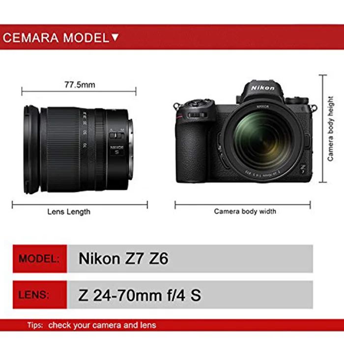 Неопреновый портативный мягкий чехол для камеры для объектива Nikon Z7 Nikon Z6(NIKKOR Z 24-70 мм f/4 S