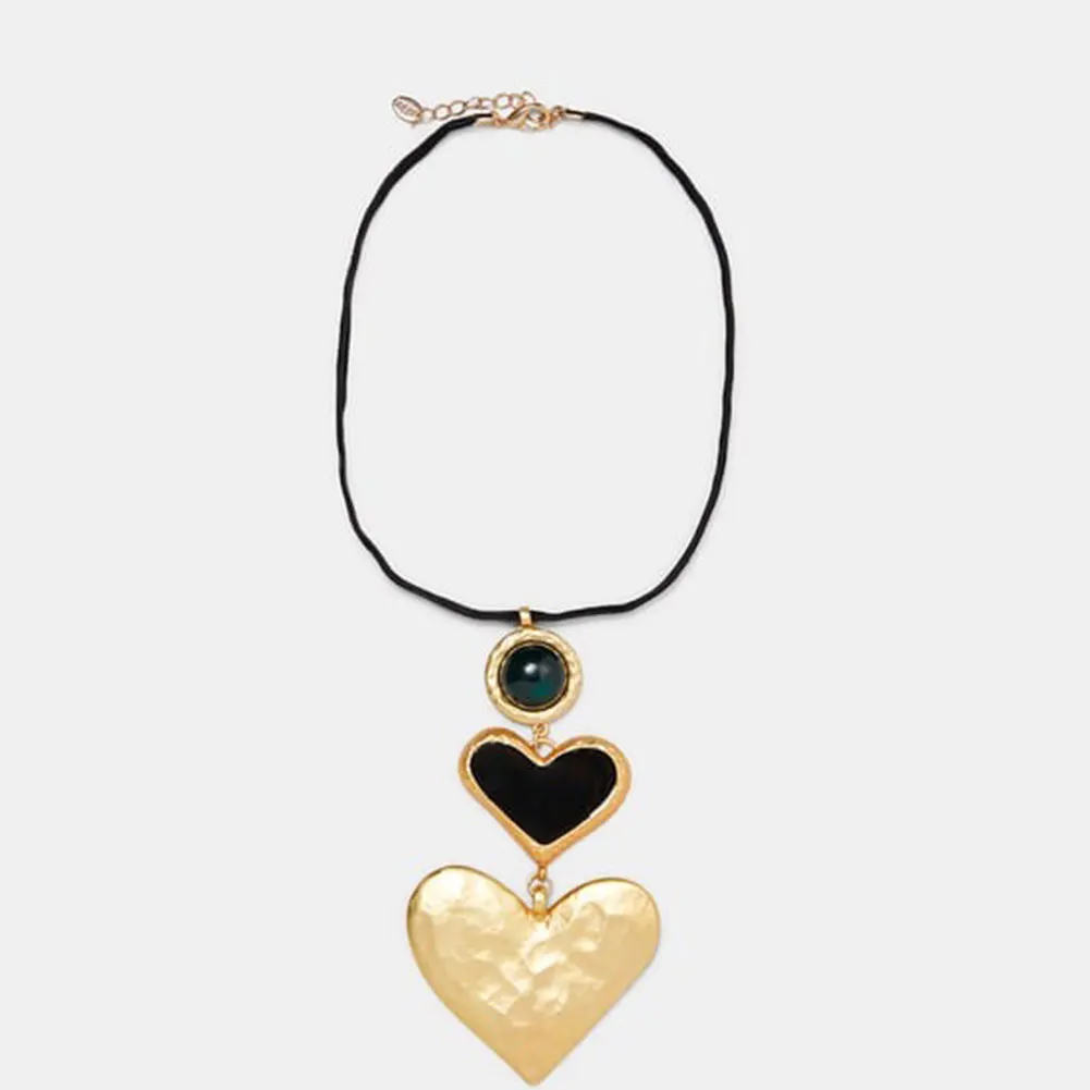 Flatfoosie ZA ожерелье-чокер с воротником в форме сердца для женщин, винтажная Модная Золотая цепочка с длинной подвеской, ювелирное изделие - Окраска металла: A0073GD