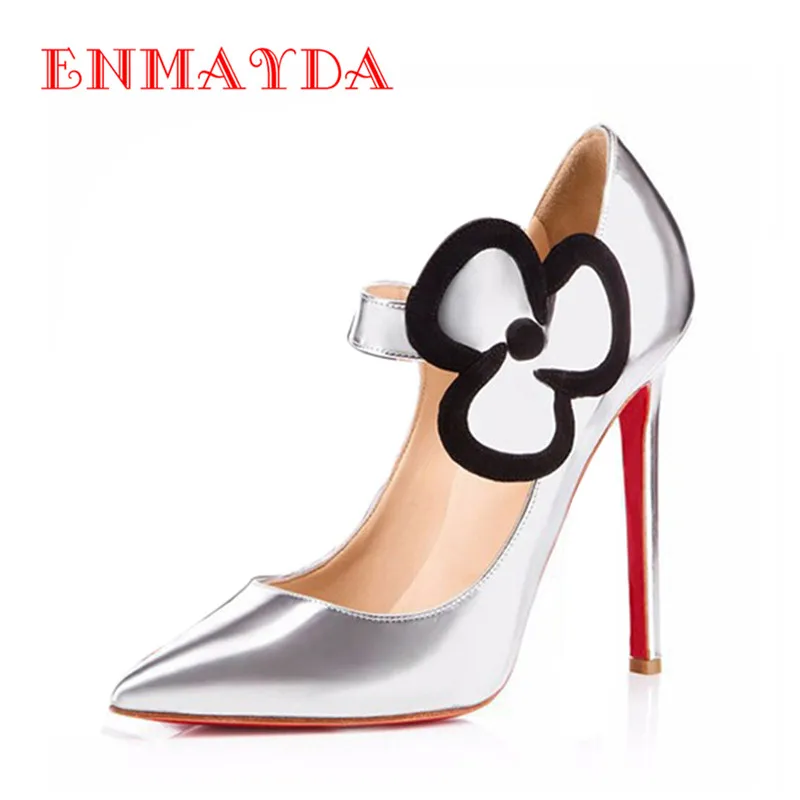 

ENMAYER Flowers Charms Shoes Woman Sexy Super High Heels Spring&Autumn Pumps in Women's Shoes White Shoes Sapato Feminino Pumps