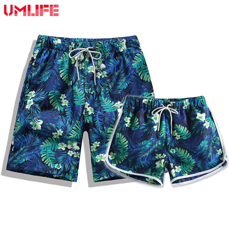 Мужские и женские пляжные шорты UMLIFE быстросохнущие с принтом летние для плавания