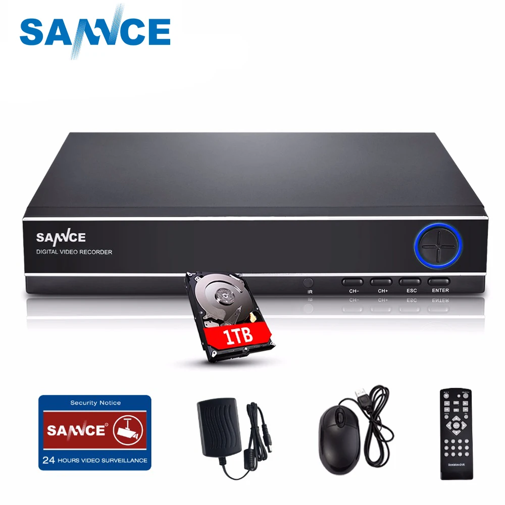 

SANNCE CCTV DVR 1TB 4ch AHD DVR NVR 4ch Digital Video Recorder for CCTV 1080P HDMI Video Output Support Analog AHD IP Camera