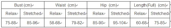 new one size chart