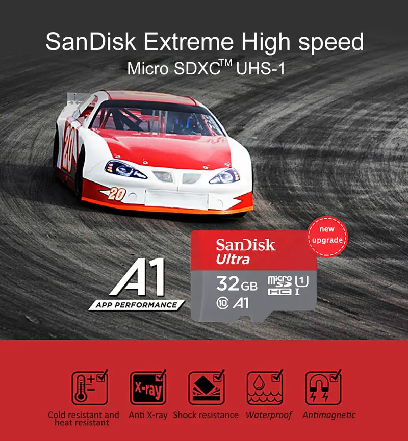 Оригинальная карта Micro SD sandisk Ultra, класс 10, 16 ГБ, 32 ГБ, MicroSD, 64 ГБ, 128 ГБ, A1, 100 МБ/с./с,, карта памяти microSDHC/SDXC UHS-1